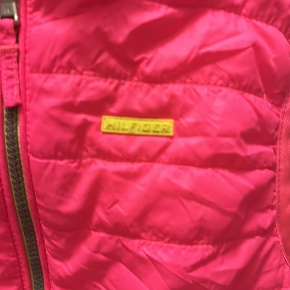 TOMMY HILFIGER girls Vest Pink Polyester Puffer Sleeveless Full Zipper